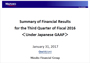 Summary of Financial Results for the Third Quarter of FY2016 (PDF/100KB)
