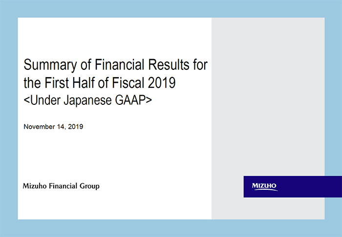 Summary Results for the Second Quarter of FY2019